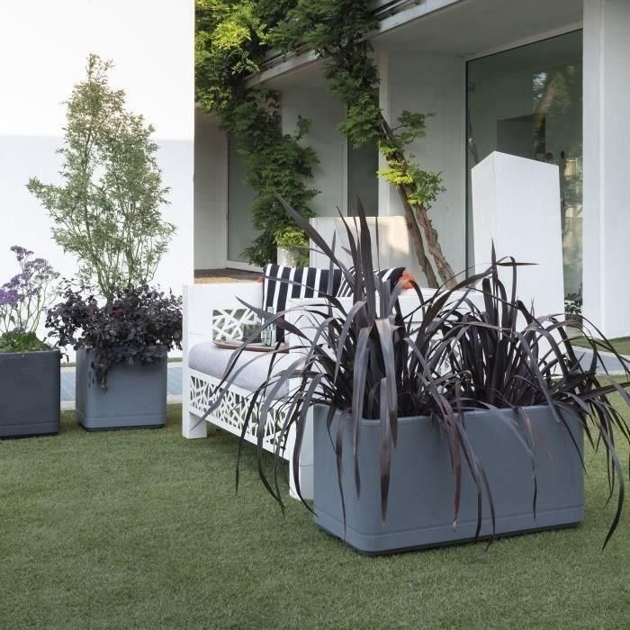 Deroma 9HP1ZSZ217 Jardinera Muret Cosmo con reserva de agua, ruedas, gris ceniza, 78 cm 1