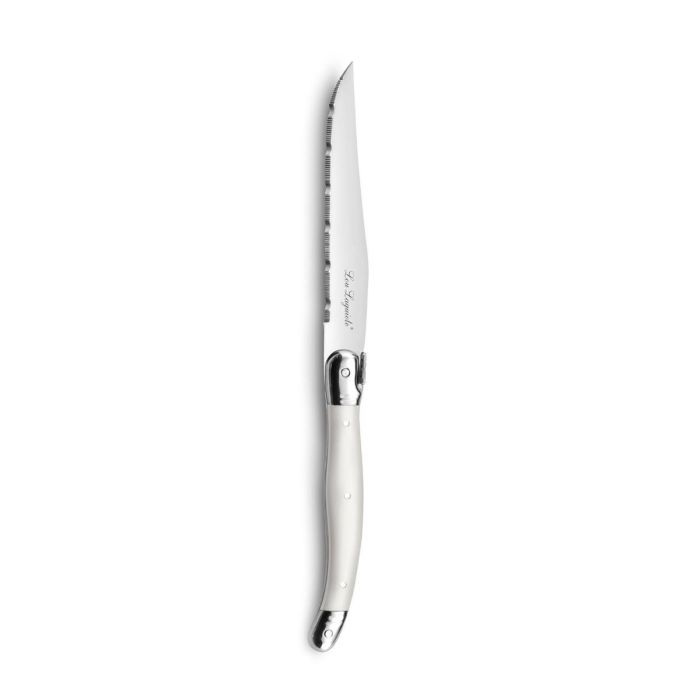 Lou Laguiole 13-0 Set de 6 Cuchillos para Carne Acero Inoxidable con Mango PP Rustic Microdentado, apto lavavajillas