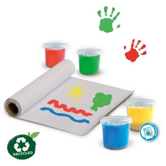 SES CREATIVE - Kit para pintar con los dedos con delantal Eco - 100% reciclado 2