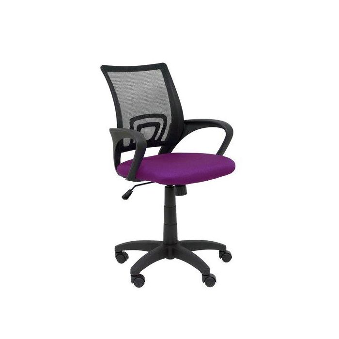 Silla Piqueras Y Crespo Vianos Brazos Fijos Mecanismo Basculante Con Regulador De Presion Elevacion Del Asiento En Altura Ruedas Nylon Respaldo Malla Transpirable Negra Y Tapizado Bali Morado