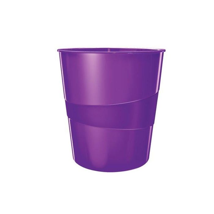 Papelera Plastico Cerrada Leitz Wow 15L Violeta