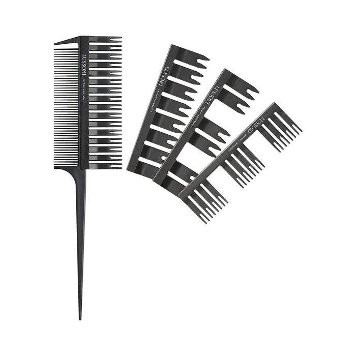 Lussoni 500 LOTE Set de Peines Profesional para Peluquería, Balayage y Mechas con Peine de Cola y 4 Accesorios - 5 Pz