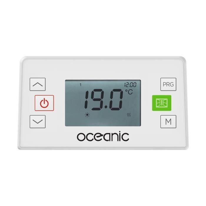 Oceanic Radiador eléctrico fijo NF de inercia seca cerámica 1000W, programable, termostato digital, bloqueo parental, blanco 5 Oceanic Radiador eléctrico fijo NF de inercia seca cerámica 1000W, programable, termostato digital, bloqueo parental, blanco 5
