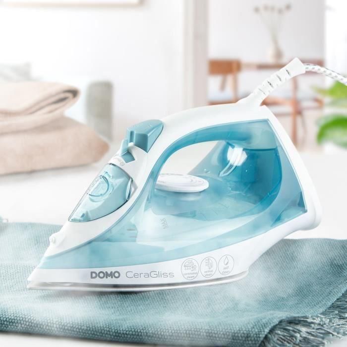 Plancha de vapor - DOMO - DO7060S CeraGliss - 2400 W - 40 g/min - 320 ml - Azul/Blanco 2 Plancha de vapor - DOMO - DO7060S CeraGliss - 2400 W - 40 g/min - 320 ml - Azul/Blanco 2