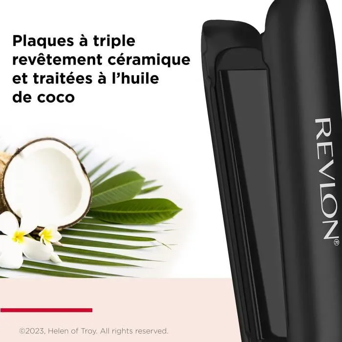 Revlon RVST2211 Smoothstay Plancha de Pelo 25mm Infundida en Aceite de Coco con Funda de Viaje 1