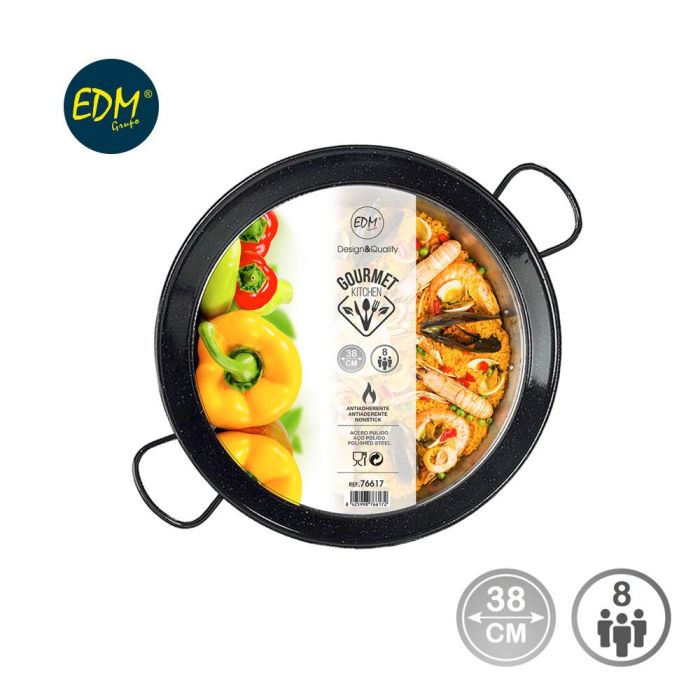 Vaello Paellera Tradicional Acero Esmaltado Ø38 cm (8 Personas) Cocina Gas 1