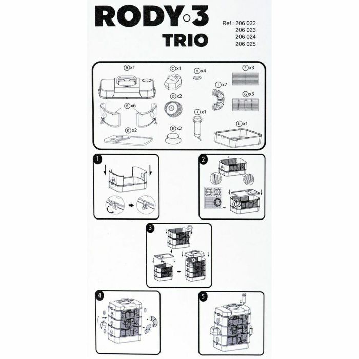 Zolux Jaula Rody3 trio ZOL3336022060225 de 3 niveles para hámsteres, ratones y jerbos - L 41 x P 27 x H 53 cm - Blanco 6