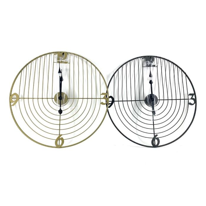 Reloj Pared Moderno DKD Home Decor Negro Dorado 3 x 60 x 60 cm (2 Unidades)