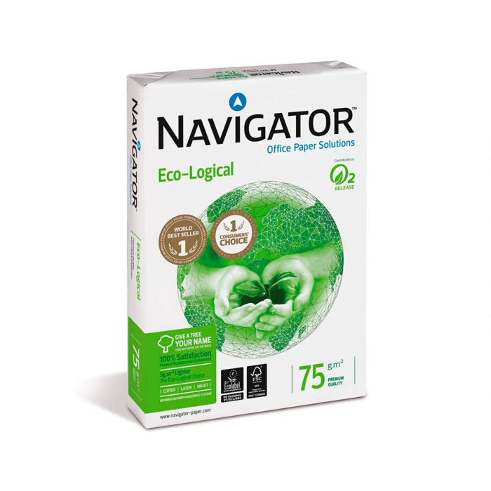 Navigator Papel Eco Logical DIN A4 75 gramos Multifuncion Paquete de 500 Hojas Blanco Certificado Ecolabel y FSC 3