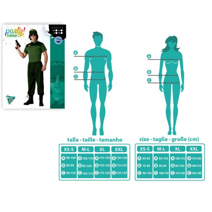 Disfraz Guardia Civil Camiseta Verde Hombre Adulto XS-S 3 Disfraz Guardia Civil Camiseta Verde Hombre Adulto XS-S 3