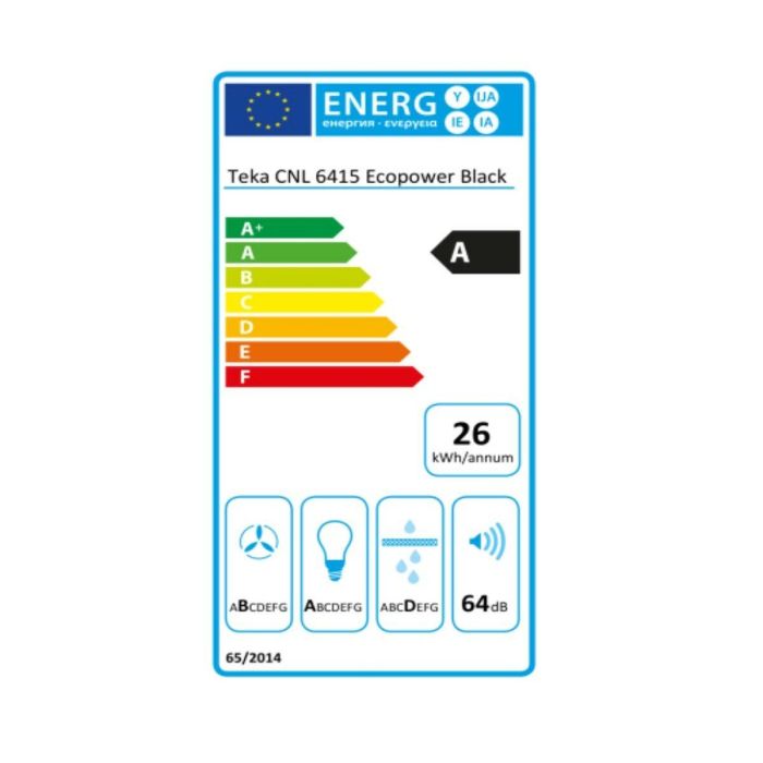 Campana Convencional Teka CNL6415BK 60 cm 385 m3/h 64 dB 110W 1 Campana Convencional Teka CNL6415BK 60 cm 385 m3/h 64 dB 110W 1