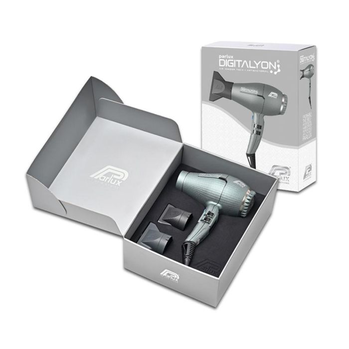 Parlux DIGITALYON Secador de Pelo Profesional con Tecnología Iónica y Filtro HFS, Gris Glitter