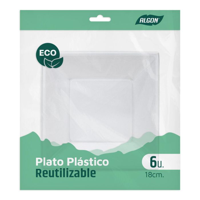 Set de 6 platos hondo cuadrados plástico ecológico 18 cm Algon (36 Cajas) 1 Set de 6 platos hondo cuadrados plástico ecológico 18 cm Algon (36 Cajas) 1