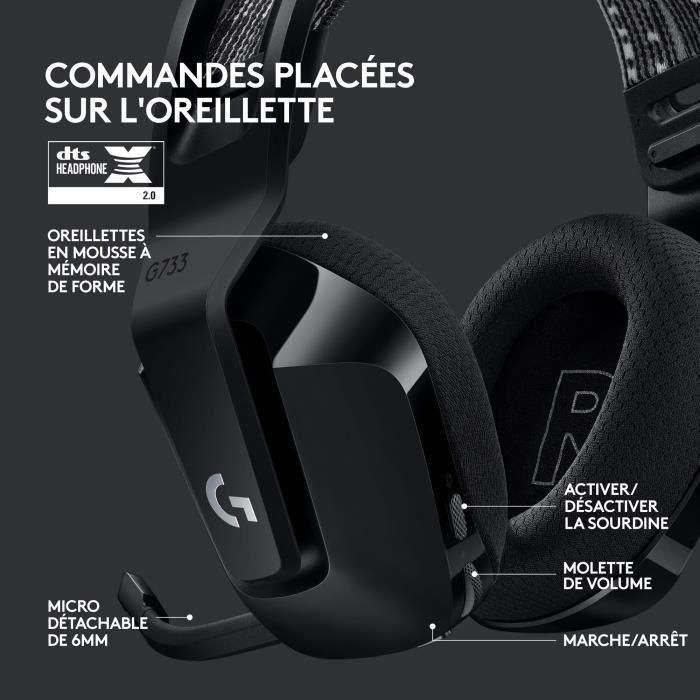 Logitech G733 Auricular Gaming Inalámbrico con Microfono, LIGHTSYNC RGB, Blue VO!CE, DTS Headphone:X 2.0, para PC/Mac 4 Logitech G733 Auricular Gaming Inalámbrico con Microfono, LIGHTSYNC RGB, Blue VO!CE, DTS Headphone:X 2.0, para PC/Mac 4