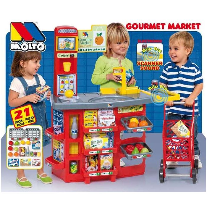 Supermercado con 20 accesorios y carrito de la compra. scanner con sonido.103 cm Supermercado con 20 accesorios y carrito de la compra. scanner con sonido.103 cm