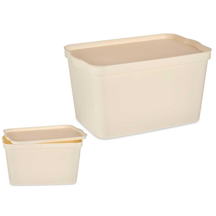Caja Plastico Con Tapa 24L Crema Kipit 29X24CM (6 Unidades) Caja Plastico Con Tapa 24L Crema Kipit 29X24CM (6 Unidades)