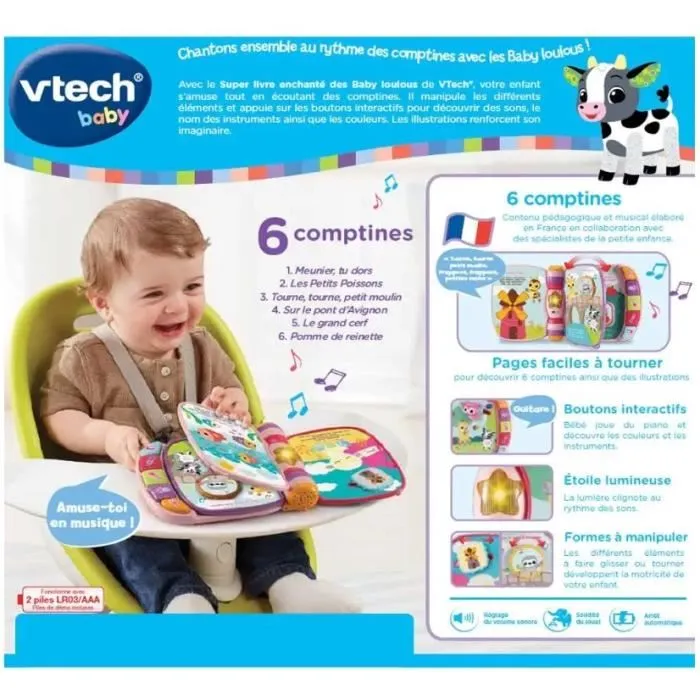 VTECH BABY Libro Super Encantado de Gatitos Bebé Rosa Interactivo y Musical para Niños de 6 a 36 Meses con Canciones y Luces 5 VTECH BABY Libro Super Encantado de Gatitos Bebé Rosa Interactivo y Musical para Niños de 6 a 36 Meses con Canciones y Luces 5