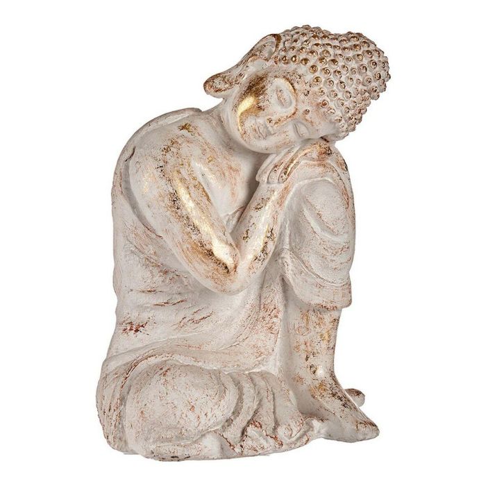 Ibergarden Buda Poliresina Cabeza Lado Derecho Blanco y Oro 28.5x43.5x37 cm