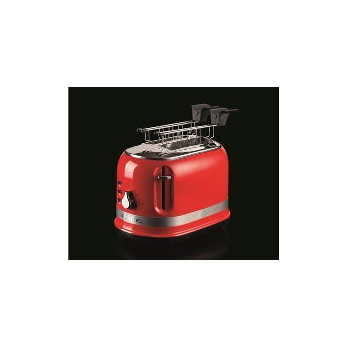 Ariete 149/00 Tostador Moderna 2 Ranuras Rojo con Pinzas y 3 Funciones