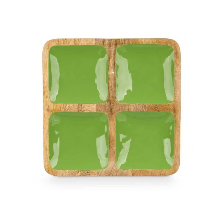 Bandeja Cuadrada 4 Espacios Madera Mango Verde Giftdecor 31x3x3 cm (6 Unidades) 2 Bandeja Cuadrada 4 Espacios Madera Mango Verde Giftdecor 31x3x3 cm (6 Unidades) 2