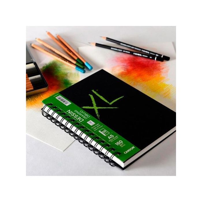 Canson Bloc Dibujo XL Drawing A5, 160g/m², Grano Ligero, para Lápiz, Carboncillo, Pastel, Pluma (Pack 5 Unidades) (5 Unidades)