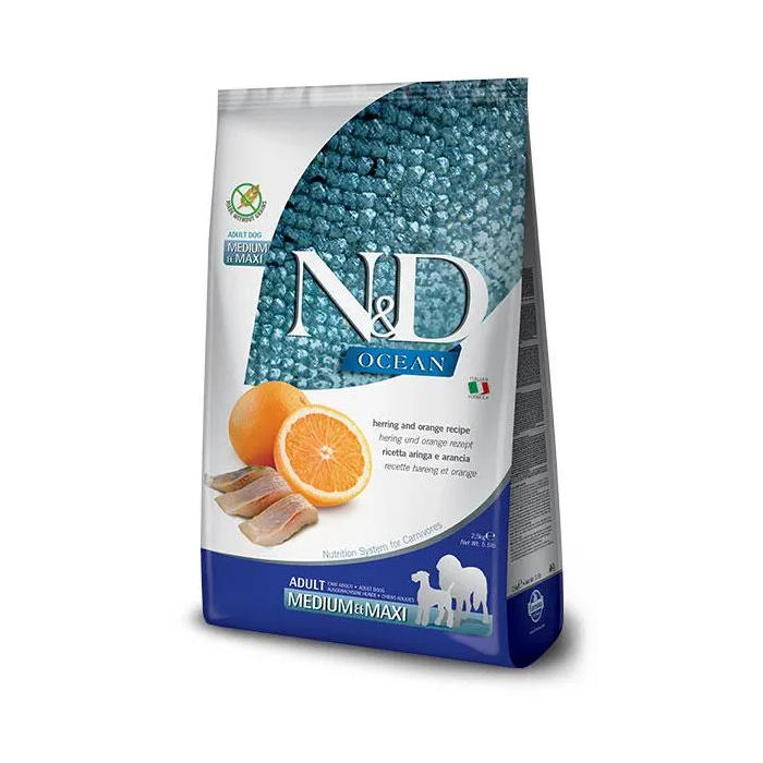 Farmina N&D Dog Ocean Medium Maxi - Alimento para perros adultos con arenque, sin cereales, 12 kg Farmina N&D Dog Ocean Medium Maxi - Alimento para perros adultos con arenque, sin cereales, 12 kg