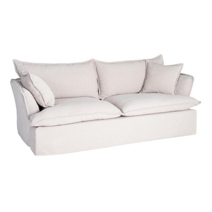 Sofá 3 Plazas Crema Tejido 221 X 103 X 72 cm