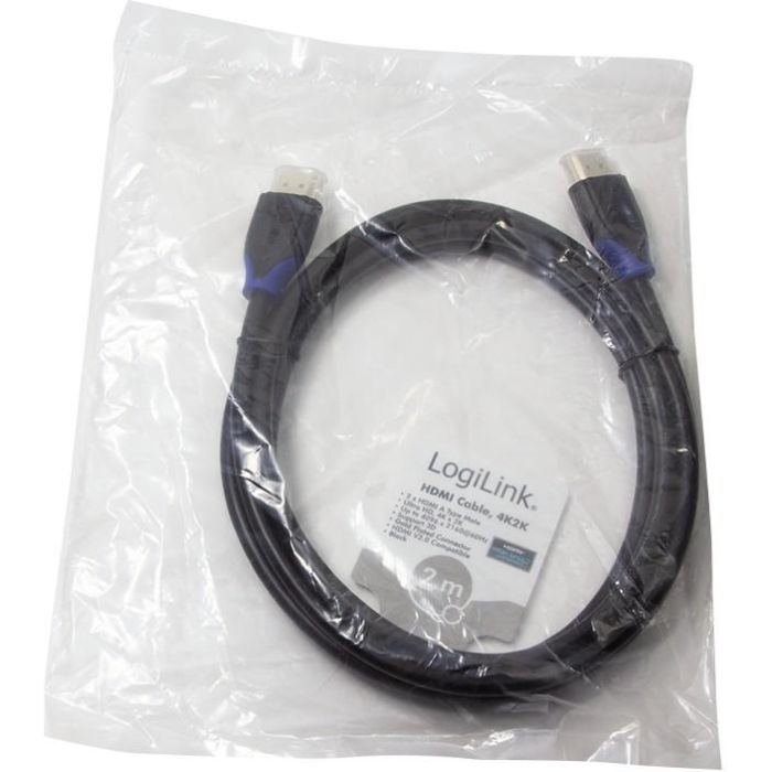 LogiLink CH0062 Cable HDMI High Speed con Ethernet 2m, 4K2K/60Hz, Versión 2.0, 3D, Conectores Dorados, Negro 4