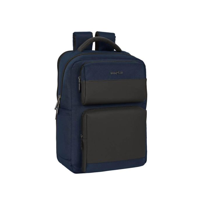 Cartera Escolar Safta Business Black-Blue-Grey Mochila 2 Bolsillos Portatil 15,6-'+Usb 310x130x440 mm