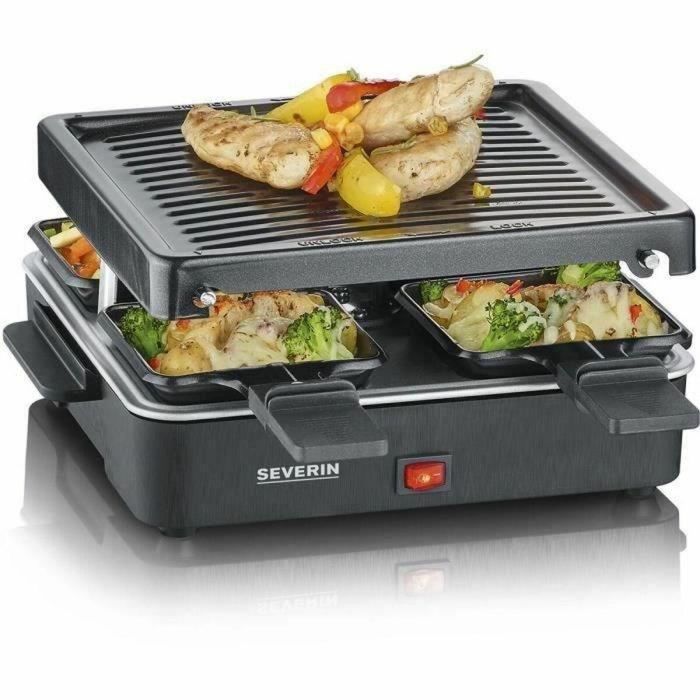 Severin Raclette Grill RG 2370 para 4 personas, compacto, ideal para hogares pequeños, superficie 21x21cm 3