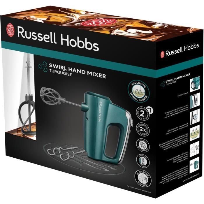 Russell Hobbs 25891-56 Batidora giratoria, 5 velocidades, función turbo, 1 par de hélice, amasadora, batidoras - Turquesa 2 Russell Hobbs 25891-56 Batidora giratoria, 5 velocidades, función turbo, 1 par de hélice, amasadora, batidoras - Turquesa 2