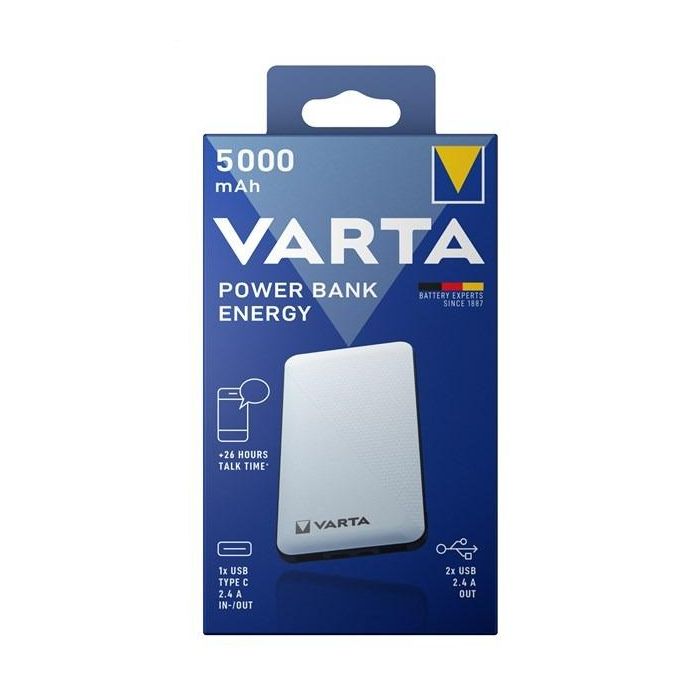 Varta Power bank 5000 mAh 74 x 11 x 138 mm con 4 Puertos (USB-A, USB-C) 4