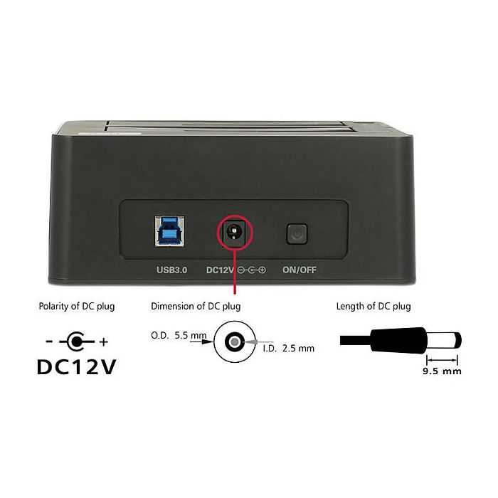 DeLOCK Docking Station 62661 para 2 Unidades de Disco Duro SATA III de 2.5" o 3.5" a USB 3.2 Gen 1 (5 Gbit/s) - Negro 1