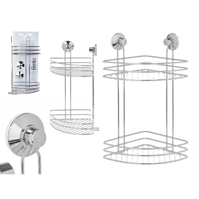 Soporte Acero Ducha Esquinero 2 Pisos Ventosa Berilo 26X39CM (6 Unidades) Soporte Acero Ducha Esquinero 2 Pisos Ventosa Berilo 26X39CM (6 Unidades)