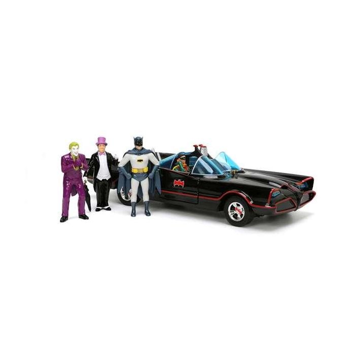 Coche metal batmóvil 1966 classic con 4 figuras de metal escala 1:24 19 cm 11