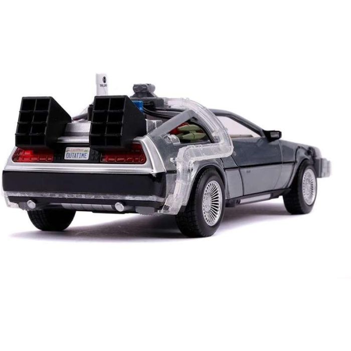 Coche de metal dlorean regreso al futuro ii con luz escala 1:24 30x15x11 cm 3