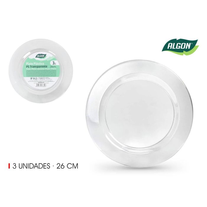 Set de 3 platos transparentes Algon 26 cm (24 Unidades) Set de 3 platos transparentes Algon 26 cm (24 Unidades)
