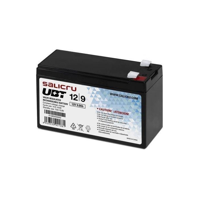 Salicru Batería AGM 9Ah 12V Compatible con SAI/UPS, Libre de Mantenimiento 1