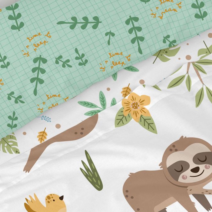 Juego de Sábanas HappyFriday Moshi Moshi Happy sloth Multicolor Cama de 105 2 Piezas 3