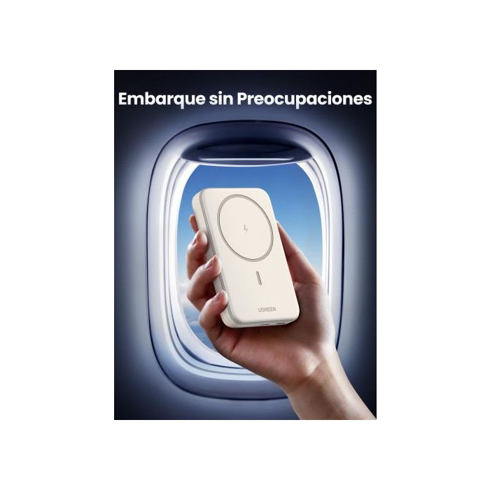 UGREEN 25208 Batería Externa 10000 mAh Cargador Inalámbrico Beige para iPhone 12-15 Series, Carga Rápida PD 20W