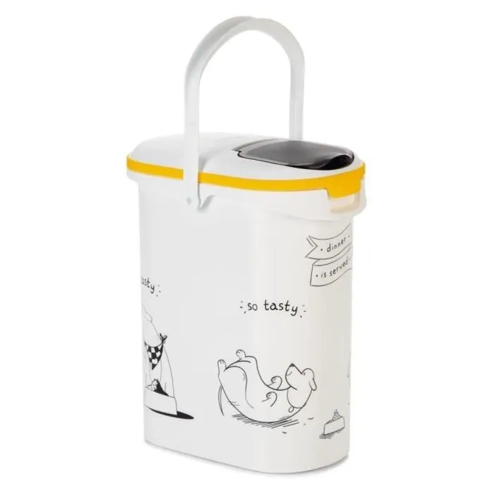 Curver Contenedor de Comida El Diner se Sirve para Perros - 10 L / 4 kg - Blanco y Negro 1