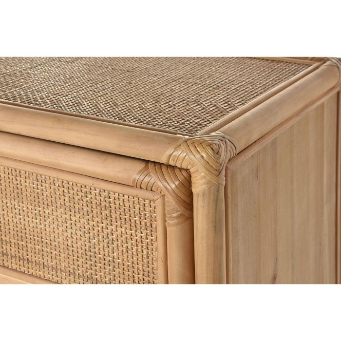 DKD Home Decor Aparador Tropical de Madera de Abeto y Ratán Marrón Claro 100x40x100 cm con 1 Cajón y 2 Puertas. Colección Suipt. 2