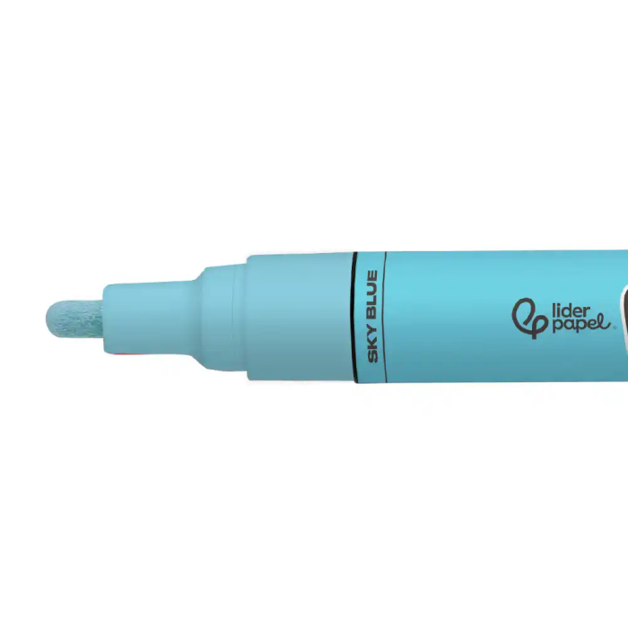 Liderpapel Rotulador Acrilico Base Agua Todo Tipo de Superficie Punta Redonda 3 mm Azul Cielo 2