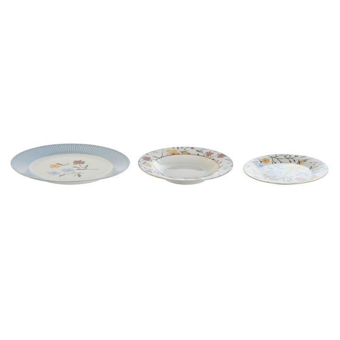 Vajilla Shabby DKD Home Decor Azul Blanco 27 x 3 x 27 cm Set de 18 2 Vajilla Shabby DKD Home Decor Azul Blanco 27 x 3 x 27 cm Set de 18 2