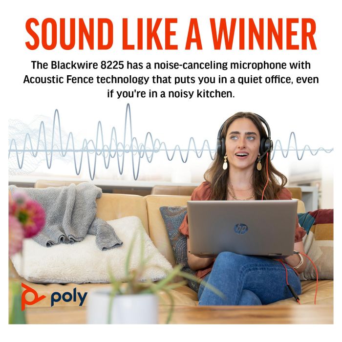 HP Auriculares Estéreo Blackwire C8225-M USB-C/A Certificado para Teams Negro