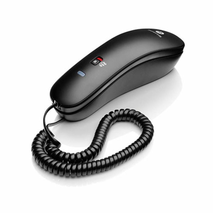 Motorola CT50 Teléfono Fijo Negro Compacto para Casa u Oficina con 10 Memorias, Montaje en Pared e Indicador Visual de Llamadas Motorola CT50 Teléfono Fijo Negro Compacto para Casa u Oficina con 10 Memorias, Montaje en Pared e Indicador Visual de Llamadas