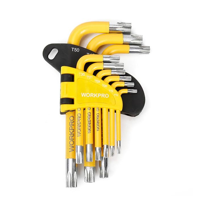 Llaves torx, juego 9 piezas, de seguridad. workpro