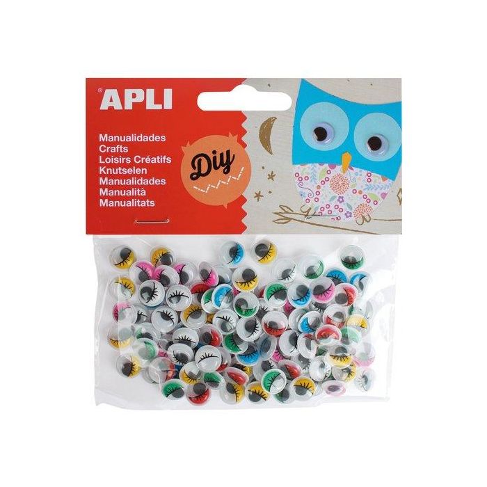 Ojos Moviles Apli Redondos Pestañas 10 Mm. Colores Bolsa De 100 (Set de 5)