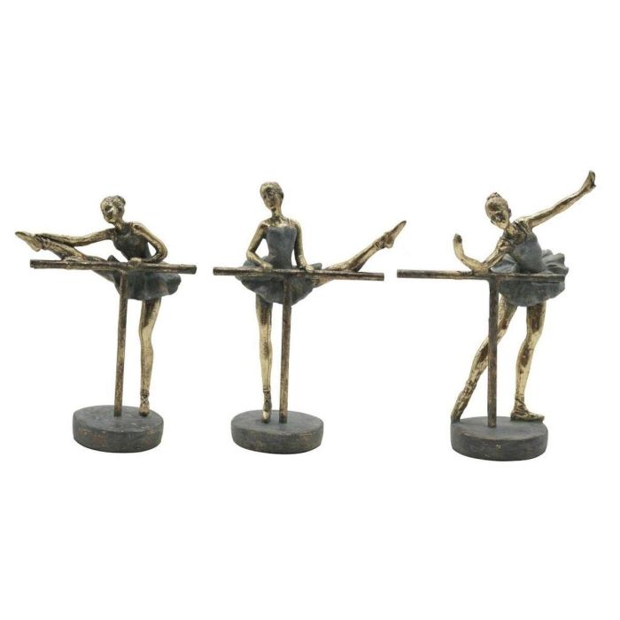 Figura Glam DKD Home Decor Dorado Gris 8 x 20 x 14 cm (3 Unidades)