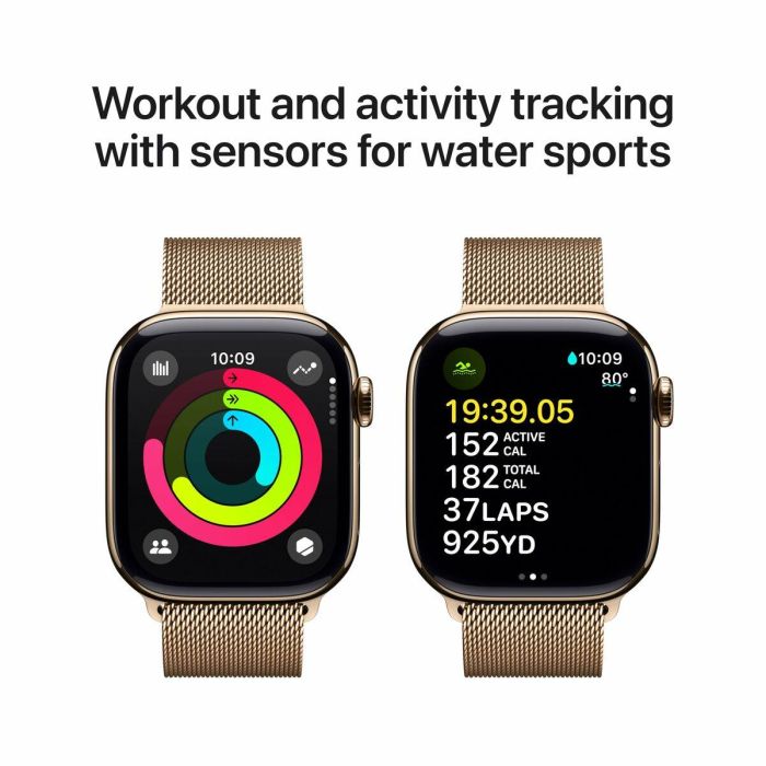 Apple Watch Series 10 GPS + Cellular 42mm Titanio Dorado con Pulsera Milanese Loop Acero Inoxidable Oro 64GB 2 Apple Watch Series 10 GPS + Cellular 42mm Titanio Dorado con Pulsera Milanese Loop Acero Inoxidable Oro 64GB 2